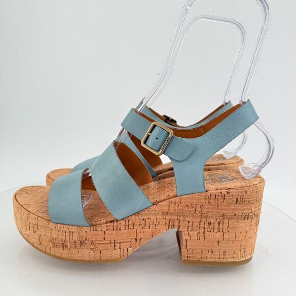 Kork-Ease Womens Tish Sandals Platform Block Heel Blue Leather Slingback 10 M - Picture 6 of 15